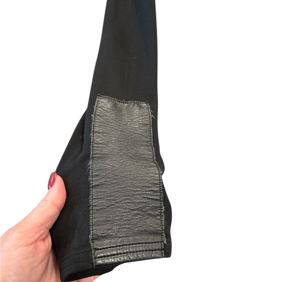 Weekends by Chico’s Black Open Front Cardigan Faux Leather Trim Size 2 (L) - Picture 6 of 6